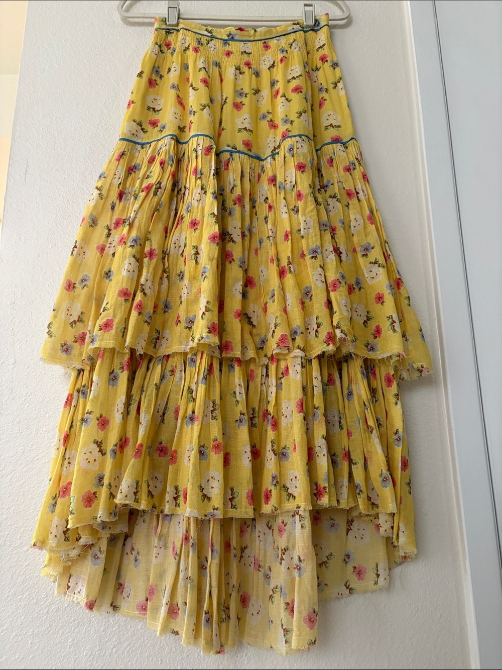 LoveShackFancy Weber Tiered Midi Skirt in Yellow - Picture 8 of 9